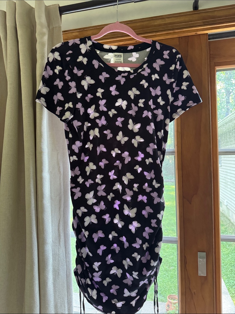 PINK Victoria's Secret Black Mini Dress with Lavender & White Butterfly Print